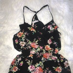 Black floral romper